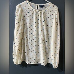 Modcloth Ivory Blouse with Multicolor Dots